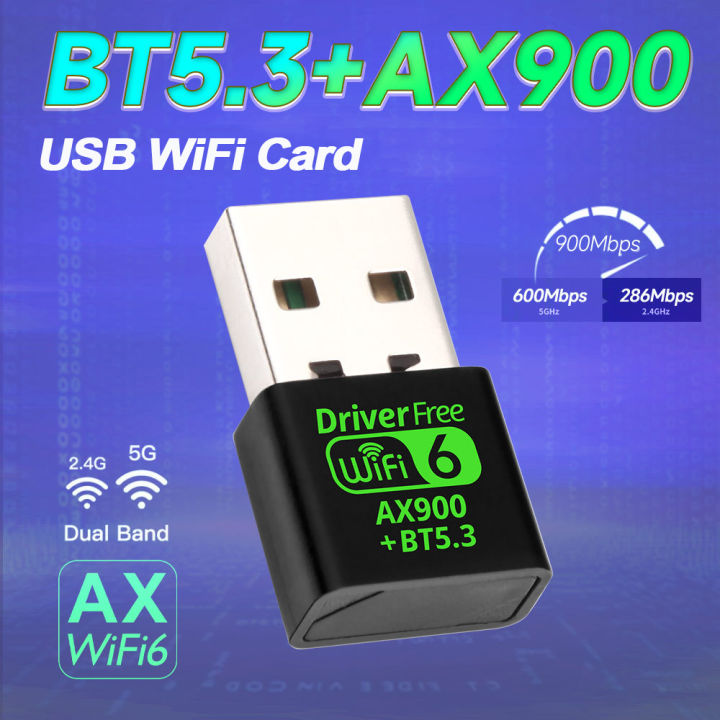 AX900%20USB%20WiFi%206%20Bluetooth%205.3%20Adapter%202in1%20Dongle%20Dual%20Band%202.4G%205GHz%20USB%20WiFi%20Network%20Wireless%20Wlan%20Receiver%20DRIVER%20FREE%20-%20Image%202