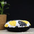 Exclusive Round Cushion Cover, Black & Yellow (14″x14″), Only Cover. 