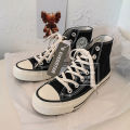 Twilight EVENSTAR Classic Student Black High-Top Round Label Canvas Shoes for Women.
