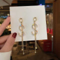 Korean Trendy Simple Letter Shiny Crystal  Pendant Earrings for Women. 