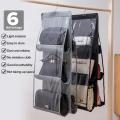 6 Pockets Hanging Storage Bag Purse Handbag Tote Bag Storage Organizer Closet Rack Hangers.