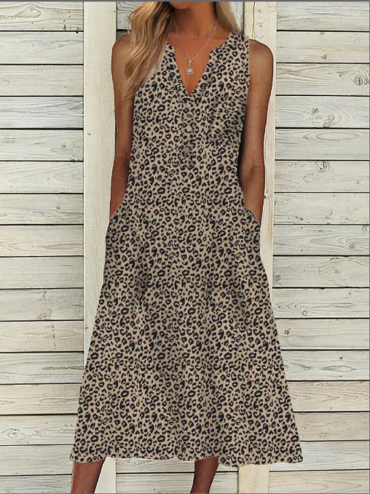 2021%20Summer%20New%20Dress%20Fashion%20Pocket%20V%20Collar%20Sleeveless%20Striped%20Dress%20-%20Image%204