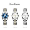 Women Analog Quartz Stainless Steel Luminous Date Two Tone Luxury Casual Wrist Watch.
