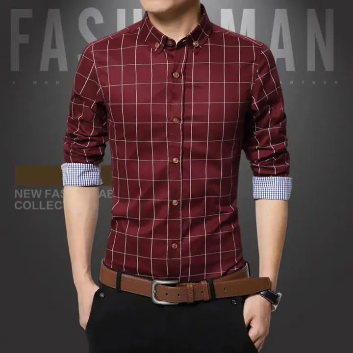 Men%20Shirt%20Plaid%20Print%20Long%20Sleeve%20Autumn%20Shirt%20Button%20Single-breasted%20Formal%20Top%20Mid%20Length%20Dress-up%20Men%20Business%20Shirt%20-%20Image%205