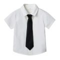 Boy's shirt thin cotton children's Korean version of the new spring and summer trendy with tie baby white foreign style college style boys' lining. 