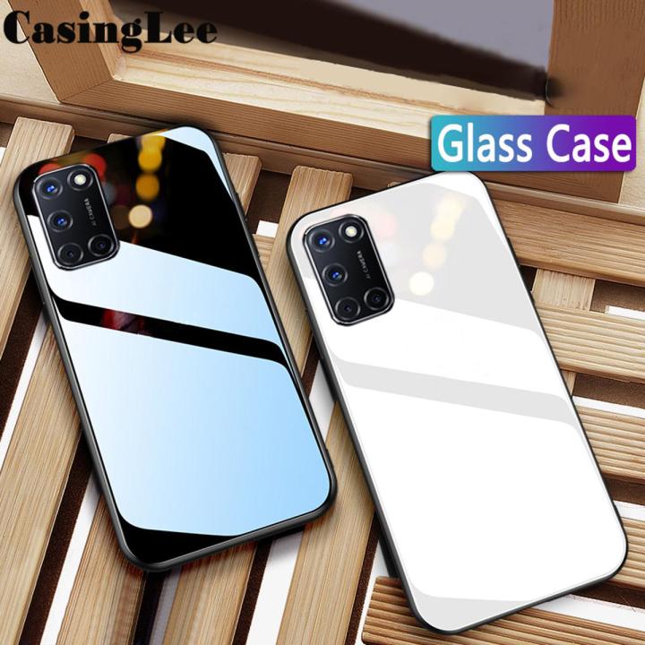 Casinglee For OPPO A52 case Glass silicon Full Protection Tempered Glass Back cover for OPPO A52 Phone cases For girls and Boys