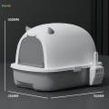 Cat Detachable Fully Enclosed Cat Toilet Pet Supplies with Door Anti Splashing Grey. 