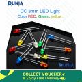 3mm DC LED Lights Colored Lens Diffused Round DC 3V Lighting Bulb Lamps Electronics Components Light Emitting Diode (30Pcs). 