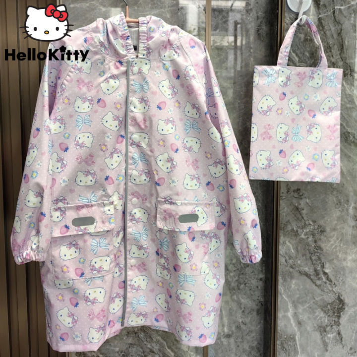Sanrio Hello Kitty New Cartoon Rainwear Student Portable Raincoat Adult Children Outdoor Waterproof Accessories Cute Rain Cape