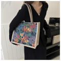 Sewing thread Tote bag Practical printing Splicing Shoulder bag canvas Commuter bag for Daily use Work bag Shopping bag Travel companion Fashion statement.