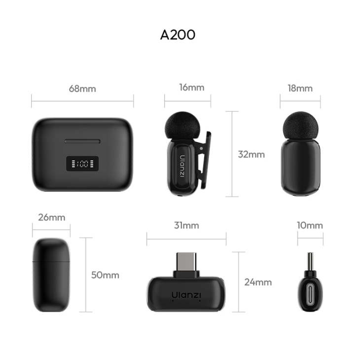 ULANZI%20A200%20Mini%20Mic%20Wireless%20Lavalier%20Lapel%20Microphone%20Plug%20&%20Play,%20Smart%20Noise%20Cancelling,%20Digital%20Display,%2030H%20Battery%20for%20Video%20Recording%20-%20Image%207