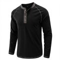 2023 New Long Sleeve Cotton T shirts Men Fashion Henry Collar Men's T-shirt Spring Summer Quality Brand Men Clothing. 