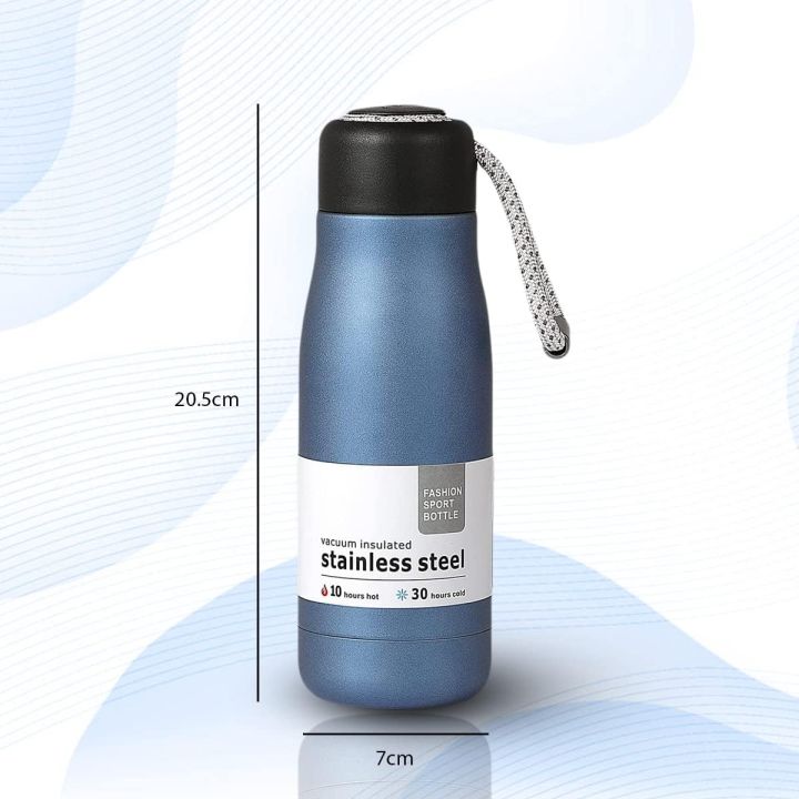 Water Bottles with Portable Lid, BPA Free, Hydro Insulated Thermal Flask for Hot or Cold Drinks 350 ML - Stainless Steel Metal Reusable Water Bottle