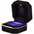 Square Velvet Wedding Ring Case Jewelry Gift Box with LED Light for Proposal Engagement Wedding Luxury Ring Box.