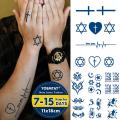 Juice Lasting Waterproof Temporary Tattoo Stickers Cross Pentagram Heartbeat Wave Letter Flash Tattoos Body Art Tatto Male.