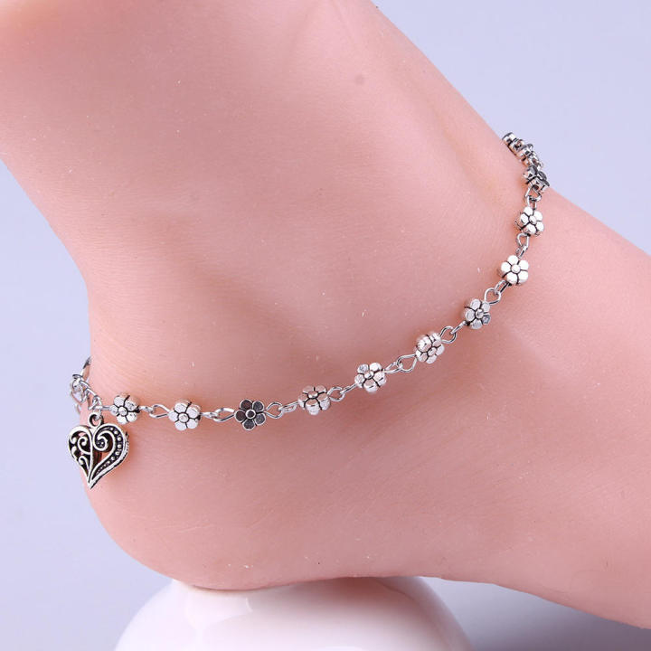 Fashion%20Tibetan%20Silver%20Bead%20Hollow%20Plum%20Daisy%20Flowers%20Heart-Shaped%20Anklet%20For%20Women%20Foot%20Chain%20Barefoot%20Sandals%20Beach%20Jewelry%20-%20Image%206