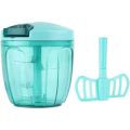 Plastic - 3 Blade Stainless Steel - Pull String - Green - 350ml - Vegetable Slicer - Large Handy and Compact Chopper - onion.