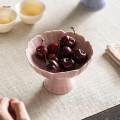 Ceramic Footed Bowl Table Centerpiece Lotus Shaped Dessert Cake Serving Bowl for Dining Table Home.