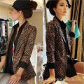 Leopard Print 2024 Mid-Length Korean Style New Women's Slim Fit plus Size Coat Small Suit One Button Small Suit Spring Wear. 