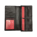 Annex Bangladesh Black Color Long Wallet Natural Finished Soft Leather Double Wallet Two Mobile Carry  Travel Wallet. 