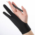 1pc Black 2 Fingers Anti-fouling Gloves Anti Touch Hand Drawing Writing Glove Fullhouse. 