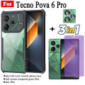 3 in 1 Tecno Pova6 Pro Shockproof Phone Case for Pova 6 Pro Pova 5 Spark 20 Pro 20C Spark Go 2024 2023 Camon 20 Pro 4G 5G Anti-blue ray tempered glass.