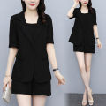 Three-Piece Suit for Fat Girls Coat Shorts Fashion Suit Simple Style Loose New Summer Large Size Women's Clothing.
