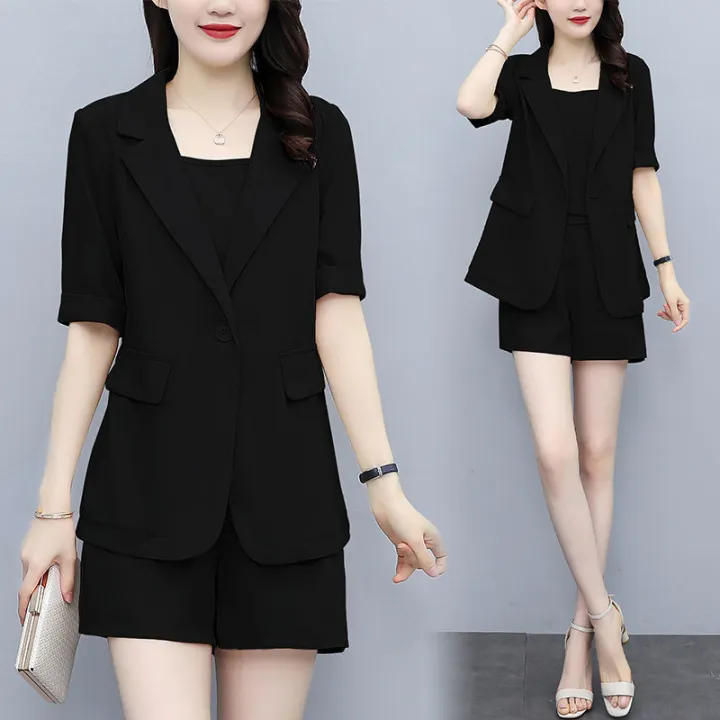 Three-Piece%20Suit%20for%20Fat%20Girls%20Coat%20Shorts%20Fashion%20Suit%20Simple%20Style%20Loose%20New%20Summer%20Large%20Size%20Women's%20Clothing%20-%20Image%206