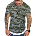 Casual Short Sleeve Crew Neck Pullover Men Summer T Shirts Slim Fit Clothes Leisure Camouflage Printing Men Tees 2023 Streetwear. 