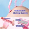 Pink Women 6 Layer Shaving Razor Face Razors for Female Sharp and Skin Friendly Designed for Armpit and Pubic Hair Women Razor with 3 Replacement Razor Blades.