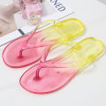 Two-Color Summer Women Flip-Flops New Fashion Gradient Sandals Home Outdoor PVC Portable Breathable Beach Shoes.