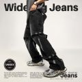 INFLATION Design Streetwear Layered Jeans Men Wide Leg Hip Hop Denim Pants Male Trousers.