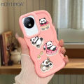 Hontinga for Vivo Y02 Y02A Y02T Back Cover Cute Panda Pattern Luxury Phone Cover Soft Silicone Macaron Wave Mobile Case.