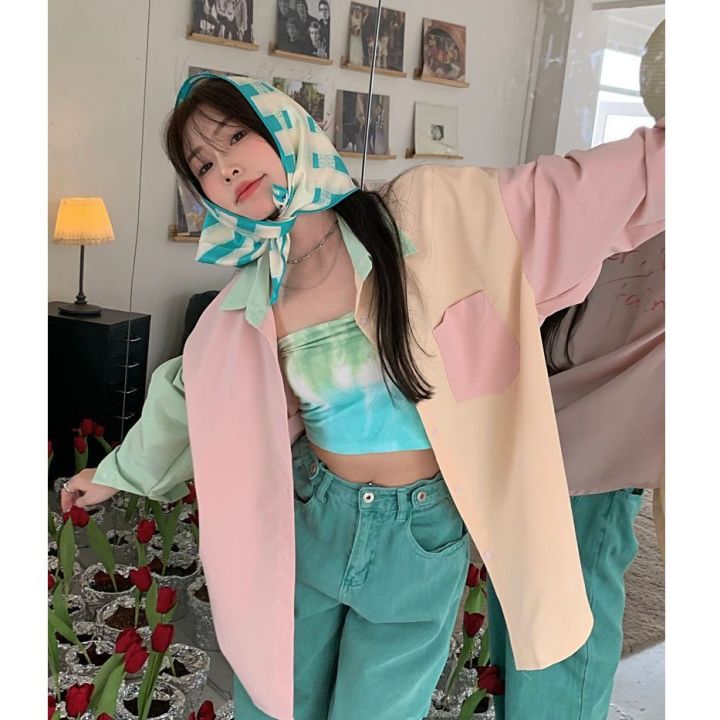 French%20Super%20Fairy%20Senior%20Elegant%20Long%20Sleeve%20Blouse%20Women's%20Early%20Autumn%20Thin%20Design%20Sense%20Macaron%20Color%20Series%20Patchwork%20Shirt%20-%20Image%206