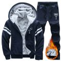 Men's Tracksuit Fashion Winter Mens Warm Fleece Track Suits 2 Pieces Hoodie+Pants Set Brand Thicken Clothing Plus Size 6XL.