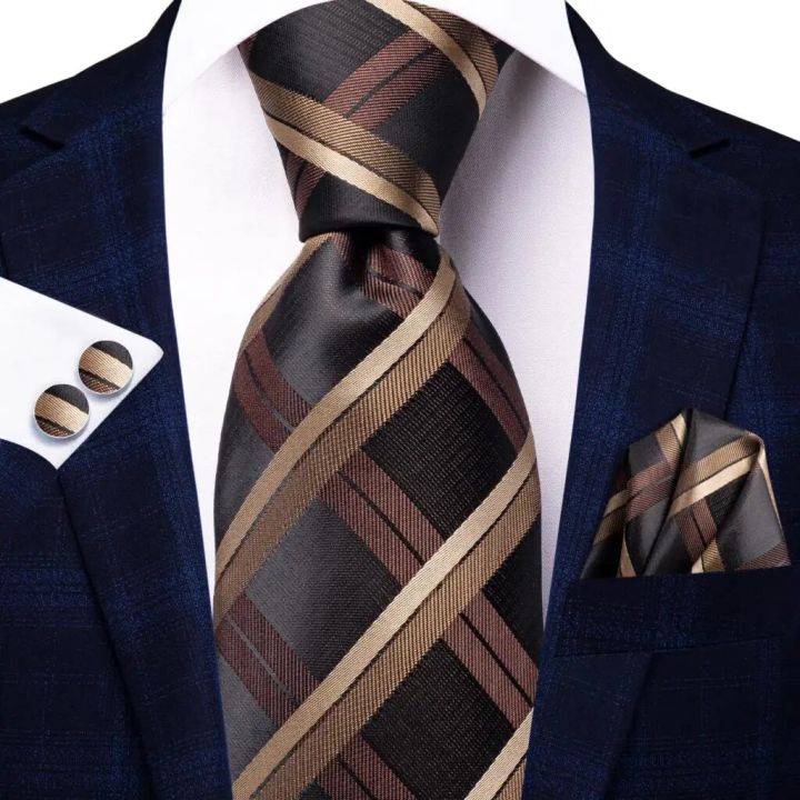 %E3%80%90Bestselling%20Product%E3%80%91%20Black%20Brown%20Silk%20Ties%20For%20Men%202024%20Classic%20Plaid%20Check%20Business%20Wedding%20Mens%20Neck%20Tie%20Handkerchief%20Cufflinks%20Gift%20For%20Men%20Hi-Tie%20-%20Image%206