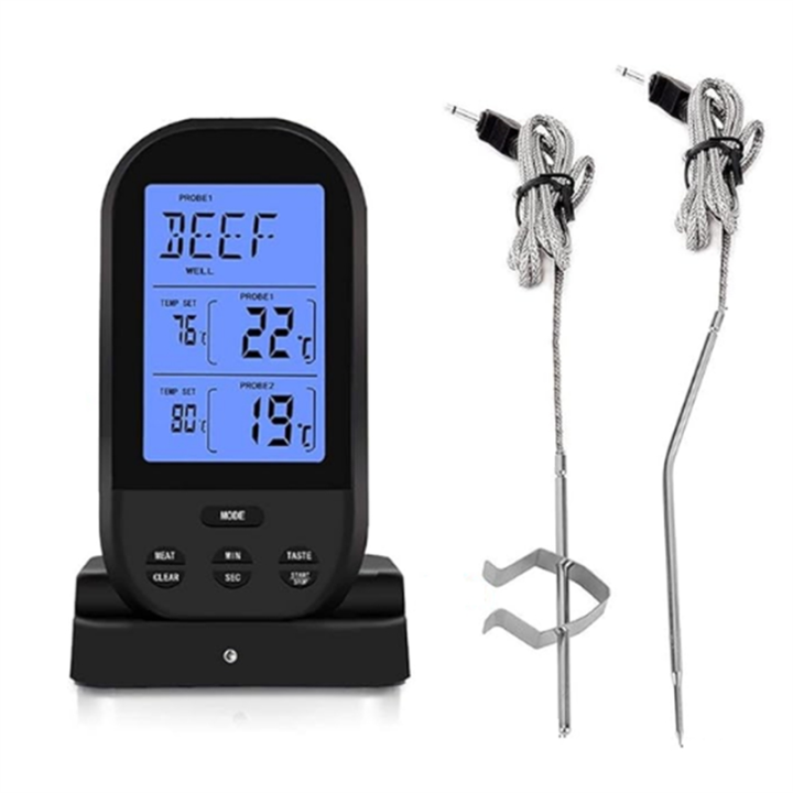Wireless Digital Meat For-Bed with Dual Probe Kitchen Timer for Beef ...
