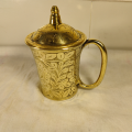 Handmade Design Pitoler Nokshi Design Mug with Dhakna - Pitol Coffee Mug/Brass Coffee Mug. 