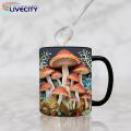 Ceramic Mushroom Mug 3d Mushroom Print Coffee Mug Heat Resistant Ceramics Portable Colorfast Office Kitchen Mug 300ml Capacity White Ceramic Mug.