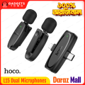 Hoco L15 Crystal iP + Type‑C Dual‑Mic Lavalier Wireless Microphone | 360° HD Pickup | 6 h Battery | 15 ms Low‑Latency | USB‑C Charging & Phone‑Charge | Noise‑Reduction DSP.
