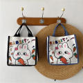 Lightweight Bunny Canvas Bag Eco-friendly Durable handles Canvas Cartoon Tote Bag Printed Design Cute Lunch Bag for Casual Outings School Accessory Female Students Lunch Storage Gift option.