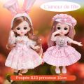 Happy day 16cm Princess BJD 1/12 Doll with Clothes and Shoes Movable 13 Joints Cute Sweet Face Girl Gift Child Toys. 