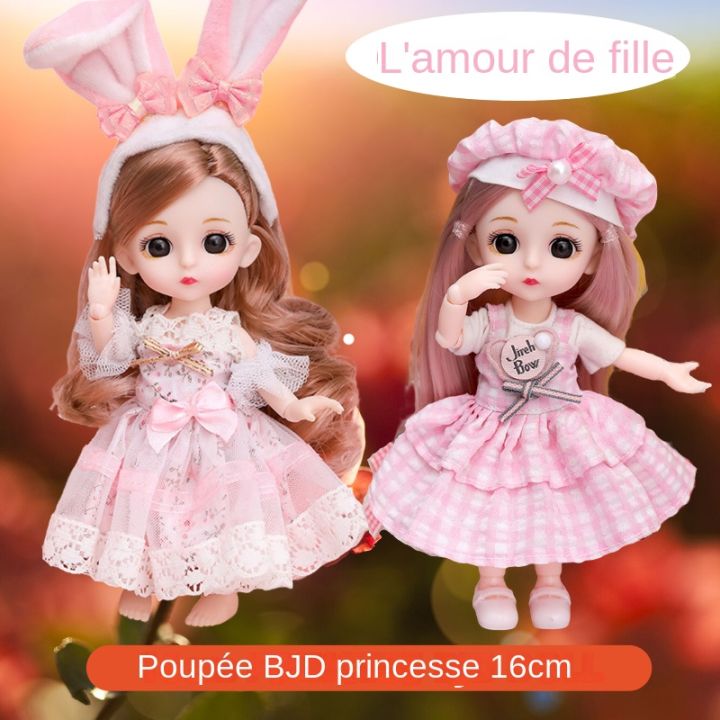 Happy day 16cm Princess BJD 1/12 Doll with Clothes and Shoes Movable 13 Joints Cute Sweet Face Girl Gift Child Toys