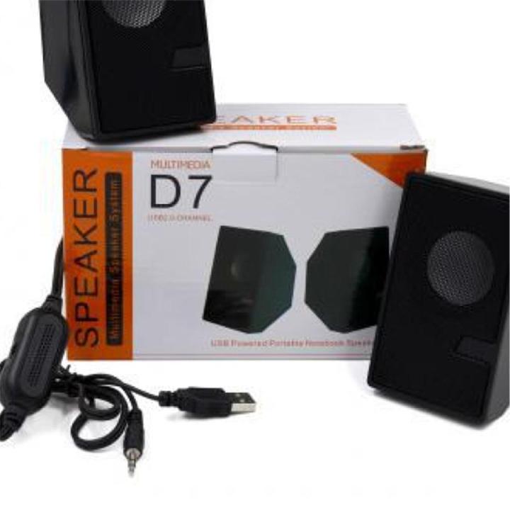 D7 Speaker For Mobile And Pc - Mini Sound Box - Woofer - Black - Enhanced Audio Experience For Multimedia