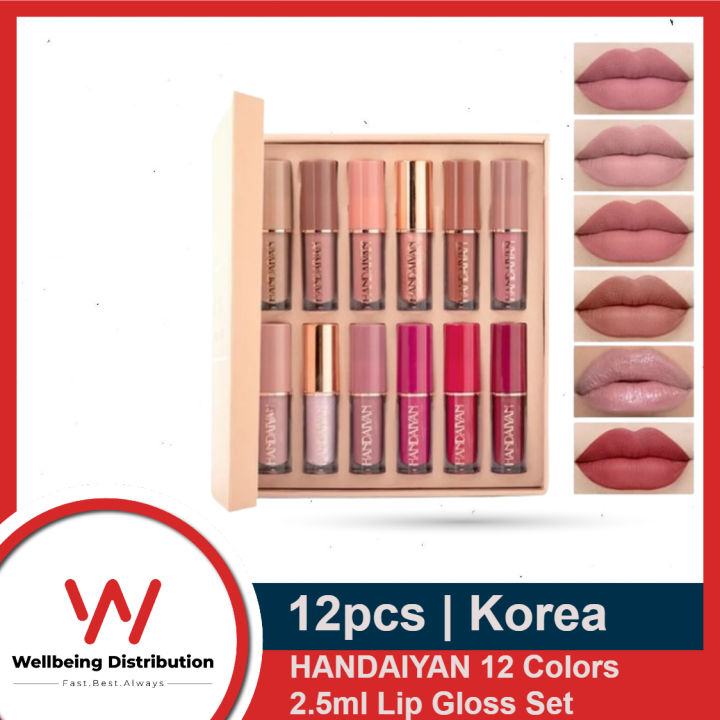 Handaiyan 12 Color Matte Liquid Lipstick Set Long-Lasting Smudge Proof 2.5ml Lip Gloss Set Matte Pearlescent Non-Sticky Lip Glaze Lipstick