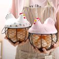 Egg Basket,Eggs Holder Basket, Organizer Storage Wrought Wire Restaurant Storage Basket,Kitchen Hen Decor (Pink). 