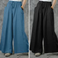 Sunnyheart Women Trousers Lightweight Solid Color Simple Wide Leg Pants. 