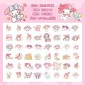 100Pcs/Box Sanrio Kawaii Stickers Mymelody Kuromi Cute Anime Cartoon Decoration Stickers Stationery Transparent DIY Waterproof PVC Stickers for Children Girls Toys Gifts. 
