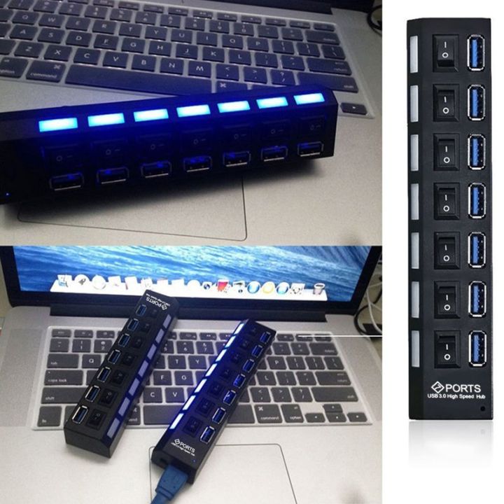 Compact USB 3.0 High Speed Hub with Separate 7-Ports with Power Supply ...