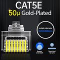 AMPCOM CAT6 CAT5E Pass Through RJ45 Modular Plug Network Connectors UTP 3/50μ Gold-Plated 8P8C Crimp End for Ethernet Cable.